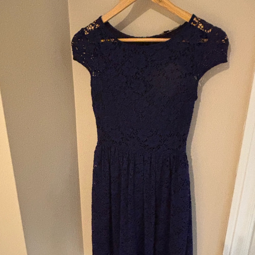 Guess Navy Blue Lace Midi Dress